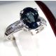 GIA Certified 14 kt White Gold 2.94 tcw Blue Oval Cut Natural Sapphire and Diamond Ring  (Sold)