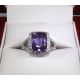 GIA Certified 18 kt White Gold 4.22 tcw Violet Cushion Cut Natural Ceylon Sapphire and Diamond Ring  ( SOLD )