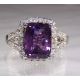 GIA Certified 18 kt White Gold 4.22 tcw Violet Cushion Cut Natural Ceylon Sapphire and Diamond Ring  ( SOLD )