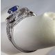  Blue sapphire ring-Cushion 1.45 tcw-14 kt White Gold Diamond 