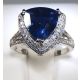 GIA Certified 18 kt White Gold 3.73 tcw Blue Trillion-Triangular Cut Natural Sapphire and Diamond Ring  ( SOLD )