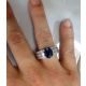 Blue Oval Natural Sapphire 3.20 tcw-18 kt White Gold Diamond Ring 