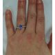 Blue Oval Natural Ceylon Sapphire & Diamond-18 kt White Gold Ring 1.38 tcw 