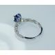 Blue Oval Natural Ceylon Sapphire & Diamond-18 kt White Gold Ring 1.38 tcw 