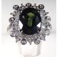 Green sapphire 4ct 18 kt white gold ring
