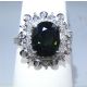 Green Oval Natural Sapphire and diamond ring