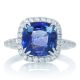 Natural Ceylon sapphire ring-Platinum 5.58 tcw Blue Cushion