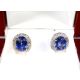 Certified 14 kt white gold 3.00 tcw oval blue Ceylon sapphire and diamond earrings  (SOLD)