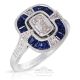 Platinum Sapphire & Diamond Ring, 0.33 ct Emerald cut GIA Certified E, VS-1