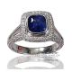 Rich Blue sapphire and diamods ring with 18kt white gold 