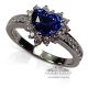 heart cut blue sapphire and diamond ring