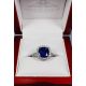 Vivid Blue sapphire ring in box 