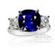 Vivid blue sapphire and diamonds platinum ring for her 