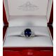 Cushion blue sapphire and diamond ring