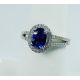 Blue sapphire ring, Untreated 1.56 ct Oval Cut Natural Ceylon Sapphire & Diamond Ring GIA G. G Appraisal $5914.13