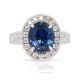 blue oval sapphire and diamond platinum ring