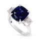 Unheated 3 Stone Sapphire Ring, 5.11 carat Vivid Blue GIA Certified x 3