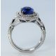 Blue sapphire and diamond ring-certified 3.63 ct cushion cut 