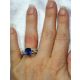 18 kt white gold Vivid blue sapphire ring-3.59 ct Cushion Cut 