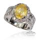 Untreated-Yellow-Sapphire-4.67 Ct-Platinum-& -Diamond-Ring