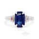 Natural Emerald Cut Platinum Sapphire Ring , 2.64 ct  Ceylon Sapphire GIA Certified
