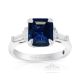 Natural Platinum Sapphire Ring, 3.02 ct Emerald Cut GIA Certified 