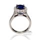 blue Sapphire Platinum Engagement Ring-2.78 ct Cushion Cut 