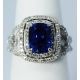 Blue sapphire and diamond ring-certified 3.63 ct cushion cut 