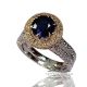 round blue sapphire engagement ring