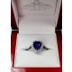 Custom Heart Cut blue Sapphire 18kt white gold Ring 