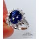 rich blue Sapphire 6.07 ct diamonds and Platinum ring
