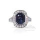 3.68 Ct Natural Blue Emerald Platinum Sapphire Ring