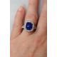 vivid Blue sapphire cushion ring