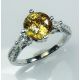 Brownish Yellow Ceylon Sapphire and diamonds ring 