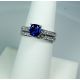 Blue Untreated cushion Sapphire-1.92 tcw-white gold and Diamond ring 