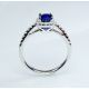 Blue cushion Ceylon sapphire ring-1.33 tcw 18 kt W/G