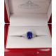 emerald cut blue sapphire and diamond ring