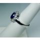 18kt White Gold and blue Sapphire-3.11 tcw Oval Diamond Ring