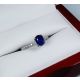 Blue Natural Platinum and Sapphire ring-1.47 tcw Oval Cut