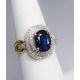 AIGS Certified 18 kt Yellow Gold 3.35 tcw Blue Oval Cut Natural Sapphire and Diamond Ring**