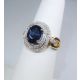 AIGS Certified 18 kt Yellow Gold 3.35 tcw Blue Oval Cut Natural Sapphire and Diamond Ring**