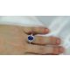 Blue Oval Sapphire 3.55 tcw-Platinum and Diamond Ring