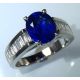 Blue Ceylon Sapphire and Diamond Ring-4.15 tcw Oval Cut 