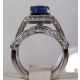 18kt White Gold and Cushion Blue Sapphire-4.75 tcw and Diamond ring