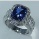 Blue Cushion cut Sapphire ring