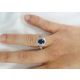 1.20 Untreated Blue pear cut sapphire ring, AIGS 18 kt- 2340