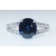 Blue Oval Sapphire and Diamond Ring-3.97 tcw 14 kt White Gold