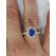 Blue Oval Ceylon Sapphire & Diamond Ring-3 tcw 