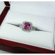 Rich purple-pink  sapphire and White Gold 18 kt ring 