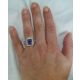 Violet Blue Cushion Sapphire-18kt White Gold 2.59 tcw & Diamond Ring